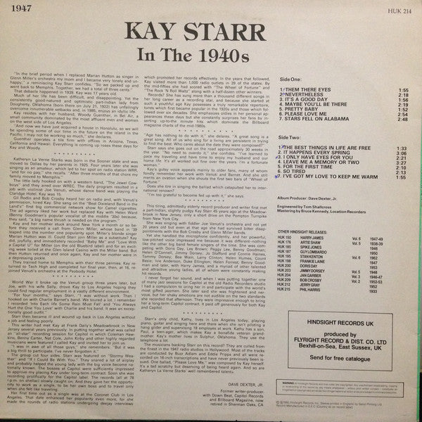 Kay Starr : The Uncollected Kay Starr In The 1940s - 1947 (LP, Mono)