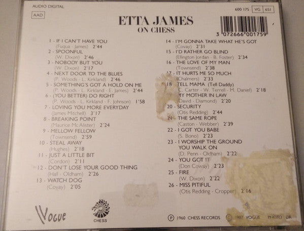 Etta James : On Chess (CD, Comp)