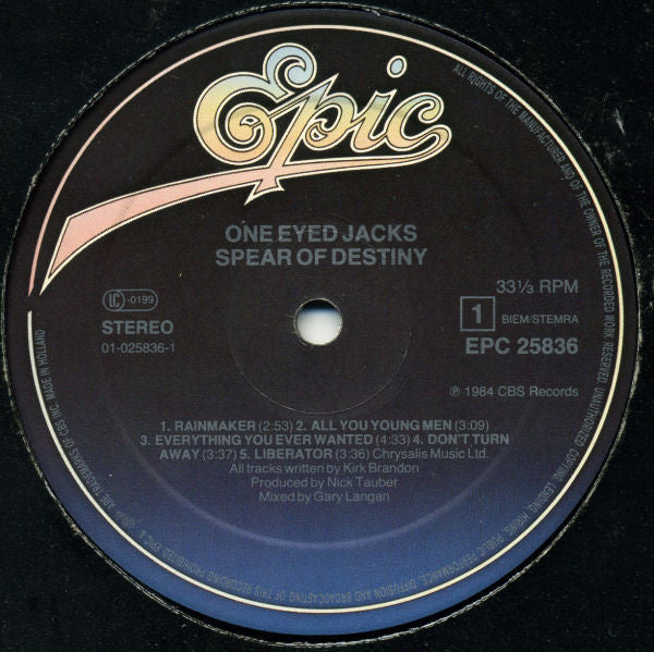 Spear Of Destiny : One Eyed Jacks (LP, Album)