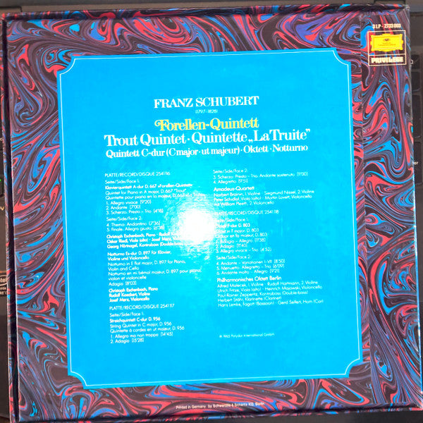Franz Schubert, Christoph Eschenbach, Koeckert-Quartett, Amadeus-Quartett, Philharmonisches Oktett Berlin : Forellen-Quintett - Trout Quintet - Quintette "La Truite" (3xLP, Comp, RE)