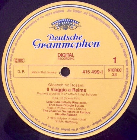 Gioacchino Rossini - Katia Ricciarelli, Lucia Valentini Terrani, Lella Cuberli, Cecilia Gasdia, Francisco Araiza, Edoardo Gimenez, Leo Nucci, Ruggero Raimondi, Samuel Ramey, Enzo Dara, Prague Philharmonic Chorus, The Chamber Orchestra Of Europe, Claudio A : Il Viaggio A Reims  (3xLP, Album + Box)
