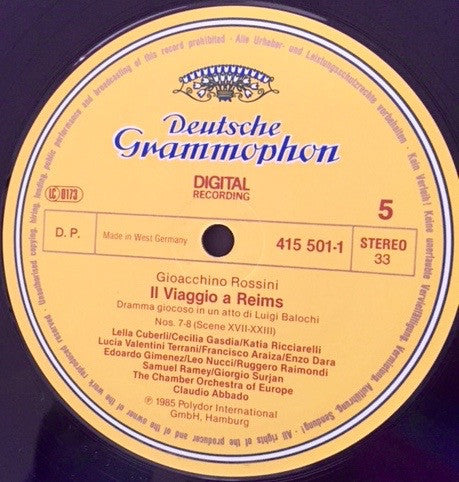 Gioacchino Rossini - Katia Ricciarelli, Lucia Valentini Terrani, Lella Cuberli, Cecilia Gasdia, Francisco Araiza, Edoardo Gimenez, Leo Nucci, Ruggero Raimondi, Samuel Ramey, Enzo Dara, Prague Philharmonic Chorus, The Chamber Orchestra Of Europe, Claudio A : Il Viaggio A Reims  (3xLP, Album + Box)