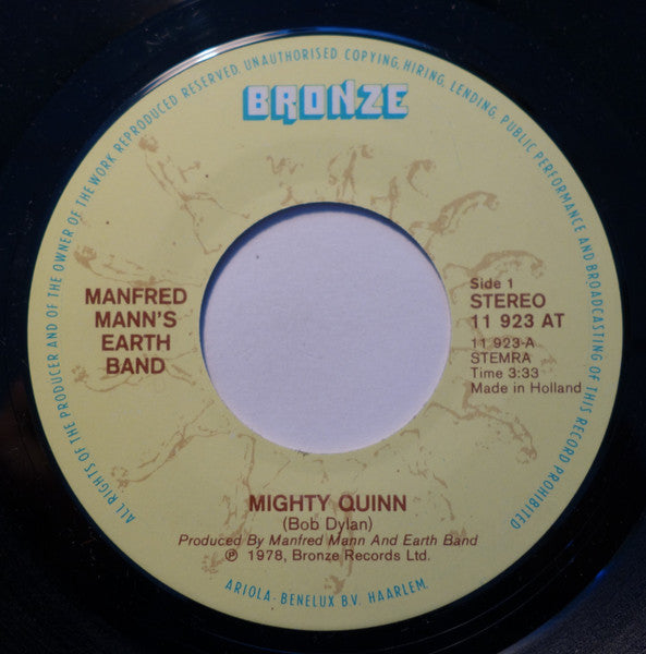 Manfred Mann's Earth Band : Mighty Quinn (7", Single)
