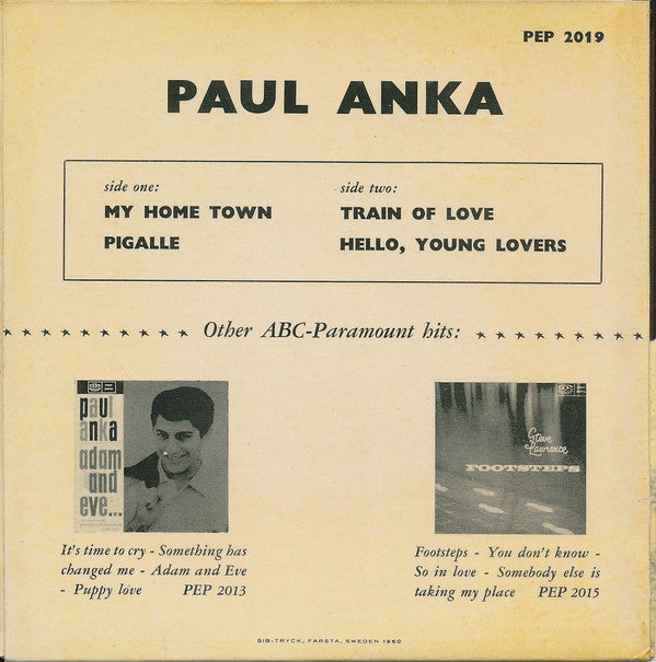 Paul Anka : My Home Town (7", EP)