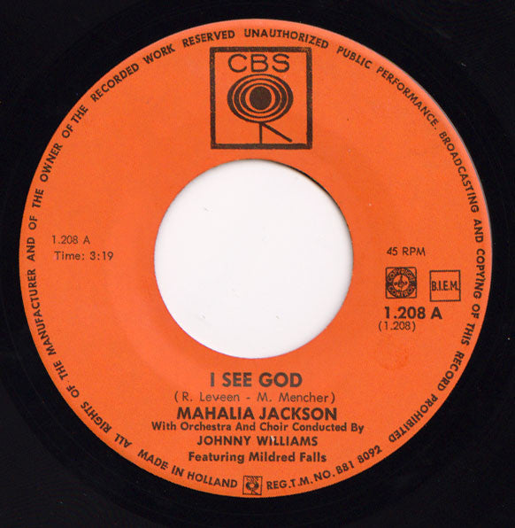 Mahalia Jackson : I See God / Holding My Saviour's Hand (7")