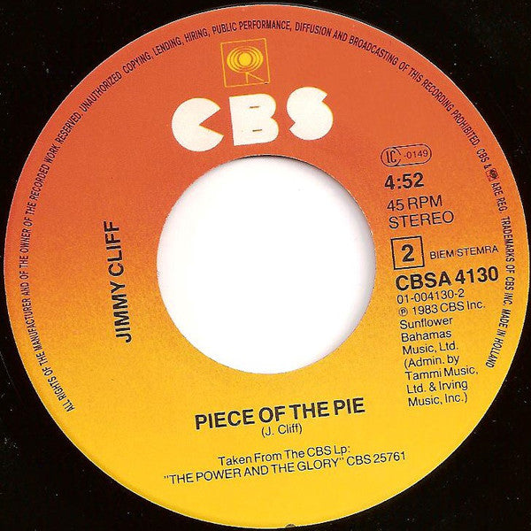 Jimmy Cliff : Sunshine In The Music (7", Single)