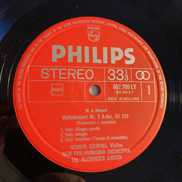 Henryk Szeryng, Wolfgang Amadeus Mozart, New Philharmonia Orchestra, Alexander Gibson : Violin Concerto No.5 In A, K.219 / Violin Concerto No.6 In D, K.271a (LP, Album)