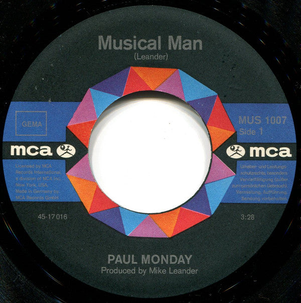Paul Monday (2) : Musical Man / Here Comes The Sun (7", Single)
