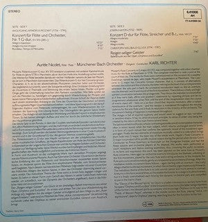 Wolfgang Amadeus Mozart / Joseph Haydn / Christoph Willibald Gluck, Aurèle Nicolet · Münchener Bach-Orchester · Karl Richter : Flötenkonzert Nr. 1, KV 313 / Flötenkonzert D-Dur / Reigen Seliger Geister (LP, RE)