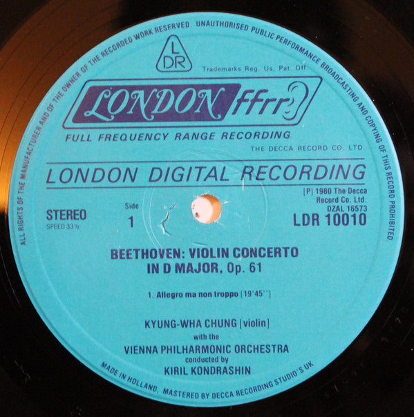 Ludwig van Beethoven / Kyung-Wha Chung / Wiener Philharmoniker • Kiril Kondrashin : Violin Concerto In D Major, Op. 61 (LP, Album)
