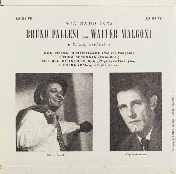 Bruno Pallesi Con Walter Malgoni E La Sua Orchestra : Non Potrai Dimenticare (7", EP, Mono)