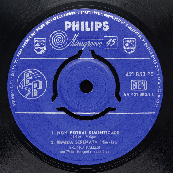 Bruno Pallesi Con Walter Malgoni E La Sua Orchestra : Non Potrai Dimenticare (7", EP, Mono)