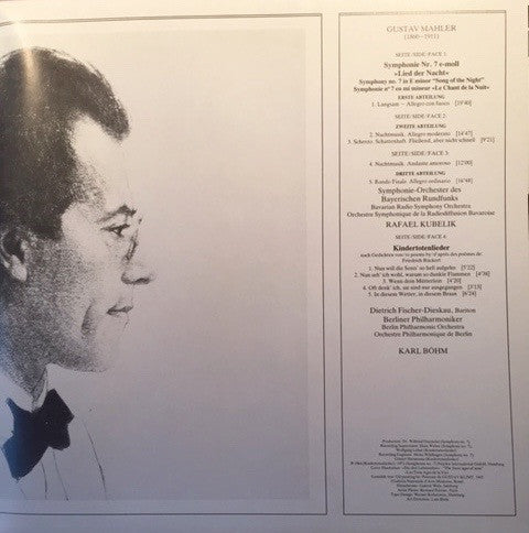 Mahler* - Rafael Kubelik, Symphonie-Orchester Des Bayerischen Rundfunks, Karl Böhm, Dietrich Fischer-Dieskau, Berliner Philharmoniker : Symphonie No. 7 - Kindertotenlieder (2xLP, RE)