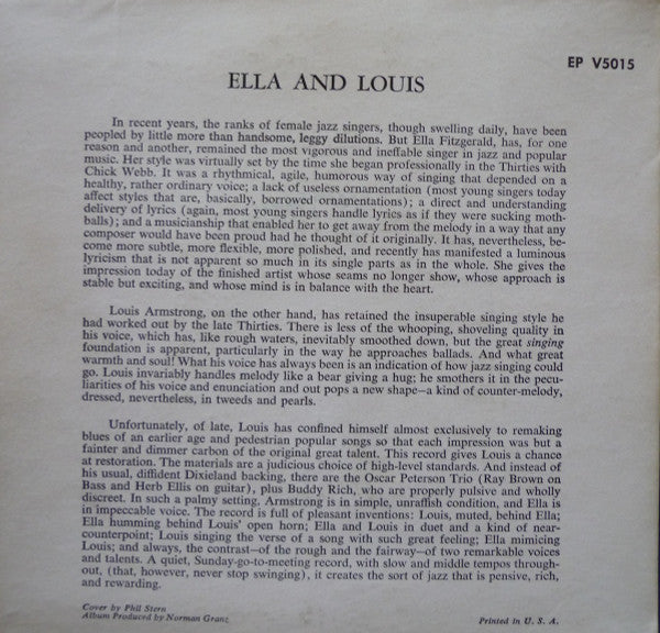 Ella Fitzgerald And Louis Armstrong : Ella And Louis (7", EP)