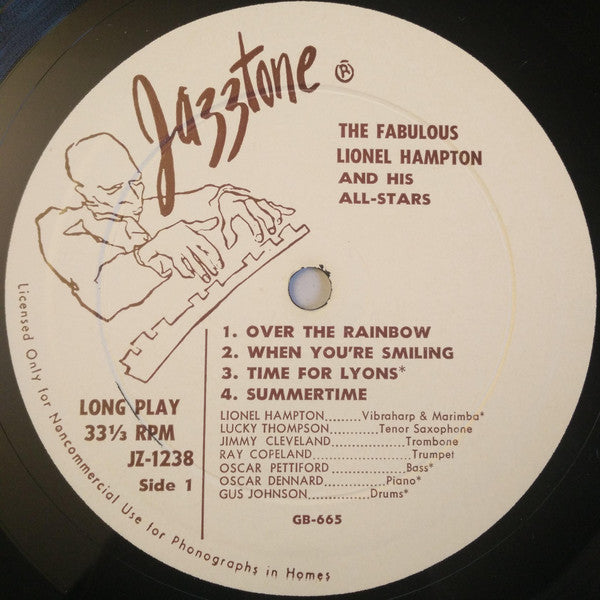 Lionel Hampton All Stars : The Fabulous Lionel Hampton And His All-Stars (LP, Album, Mono)
