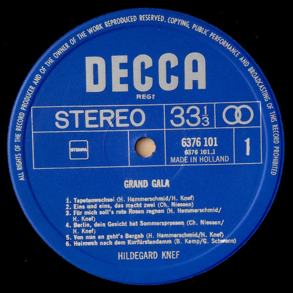 Hildegard Knef : Grand Gala (LP, Comp)