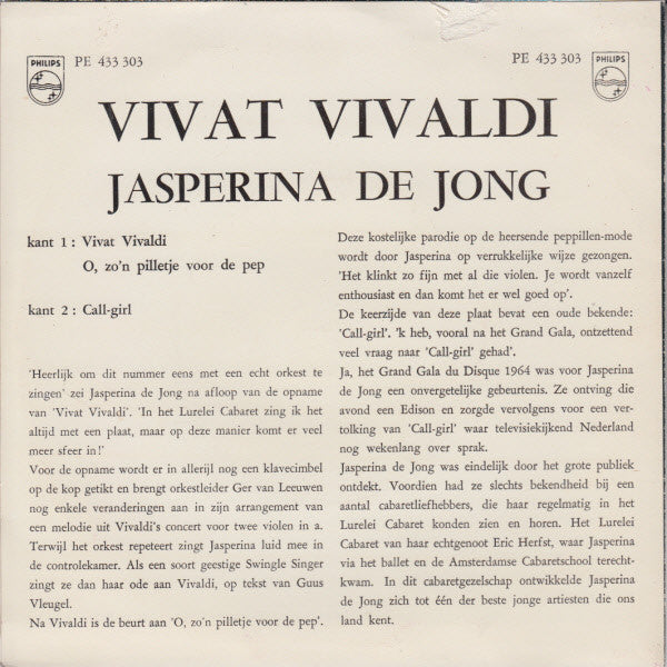 Jasperina De Jong : Vivat Vivaldi! (7", EP, Mono)
