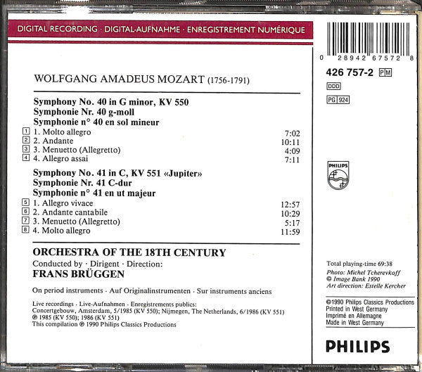 Wolfgang Amadeus Mozart - Orchestra Of The 18th Century, Frans Brüggen : Symfonien Nr. 40 & 41 (CD, Album)