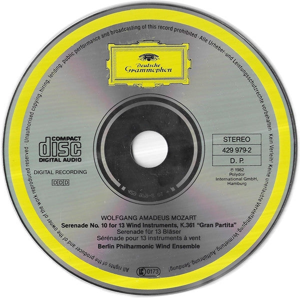 Wolfgang Amadeus Mozart - Blasorchester der Berliner Philharmoniker : Serenade KV 361 »Gran Partita« (CD, Album, RE, RM)