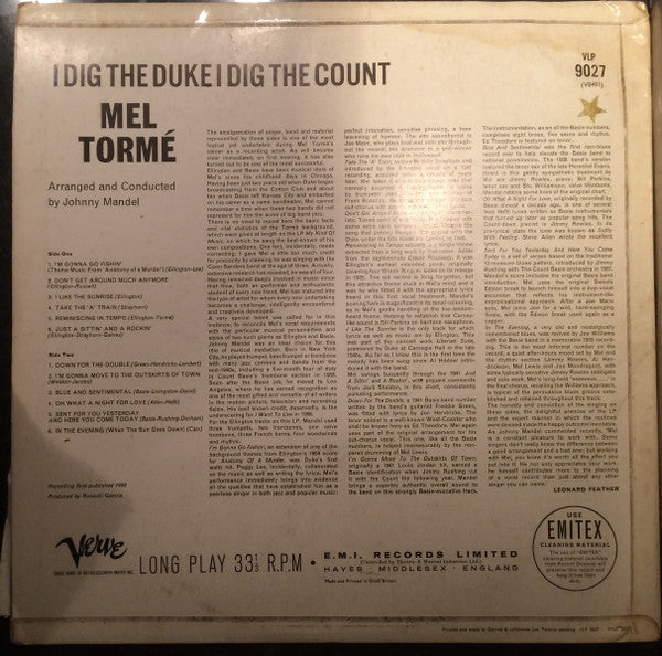 Mel Tormé : I Dig The Duke - I Dig The Count (LP, Mono)