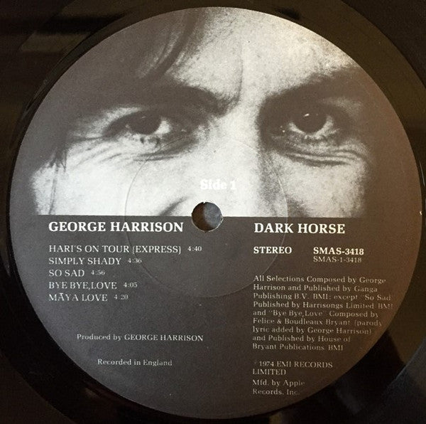 George Harrison : Dark Horse (LP, Album, Win)