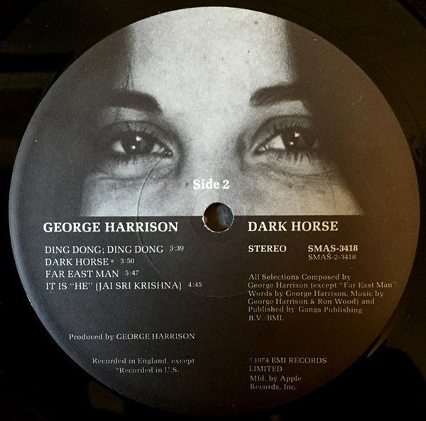 George Harrison : Dark Horse (LP, Album, Win)