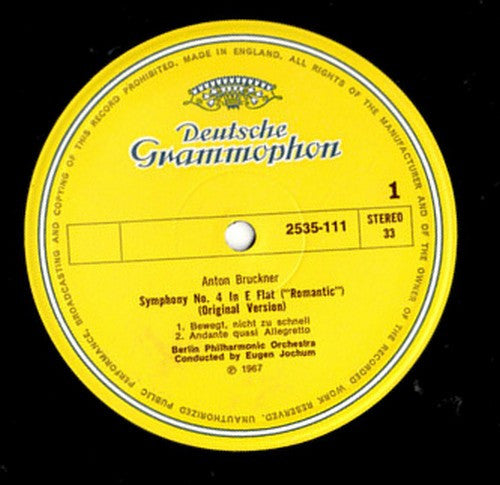 Anton Bruckner, Berliner Philharmoniker, Eugen Jochum : Symphony No. 4 »Romantic« (LP)