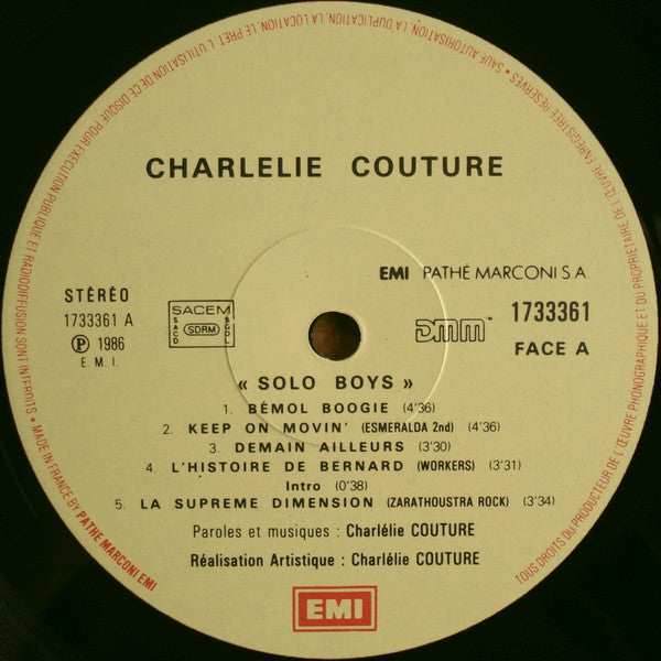 Charlélie Couture : Solo Boys (LP, Album)