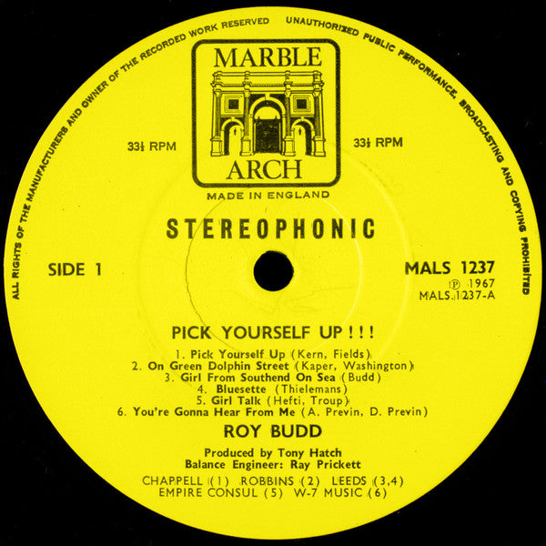 Roy Budd : Pick Yourself Up!! (LP, RE)