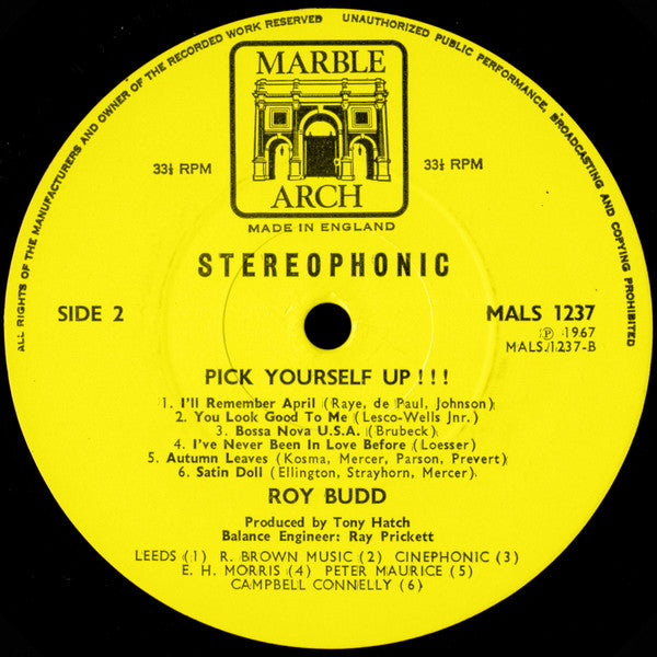 Roy Budd : Pick Yourself Up!! (LP, RE)