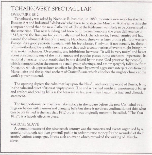 Pyotr Ilyich Tchaikovsky, London Symphony Orchestra, Yuri Ahronovitch : Tchaikovsky Spectacular (CD, RE)