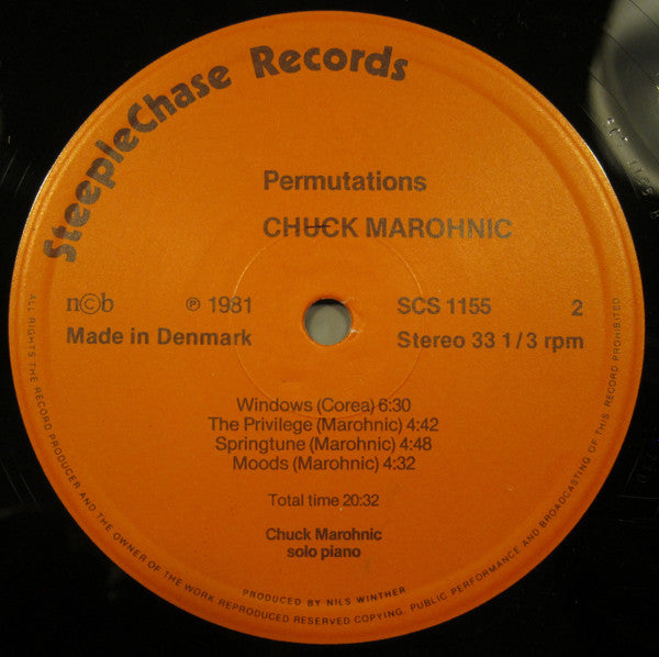 Chuck Marohnic : Permutations - Solo Piano (LP, Album)