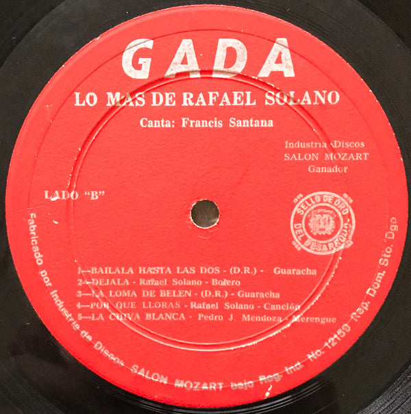 Rafael Solano Y Sus Amigos : Lo Mas De Rafael Solano (LP, Comp)