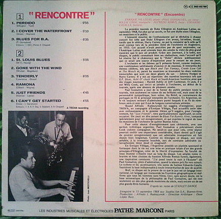 Enrique Villegas &, Paul Gonsalves ,& Willie Cook : Rencontre (Encuentro) (LP, Album)