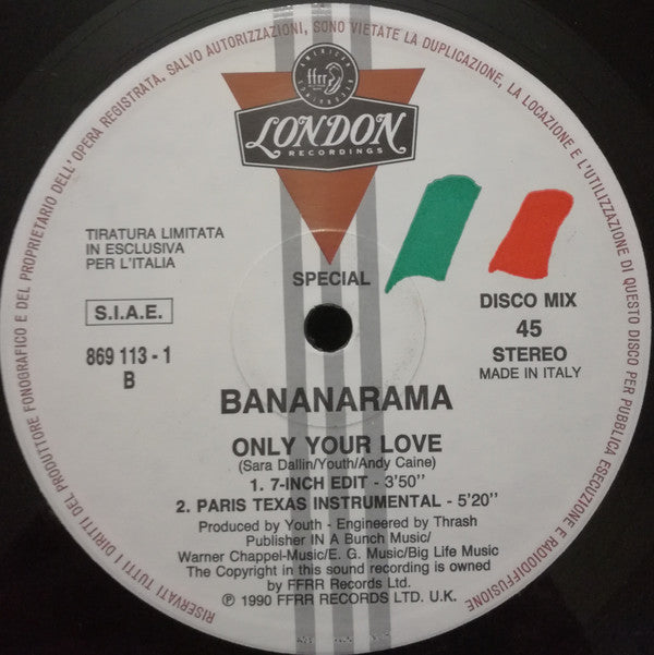 Bananarama : Only Your Love (12", Ltd)