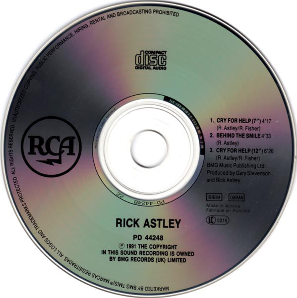 Rick Astley : Cry For Help (CD, Single)