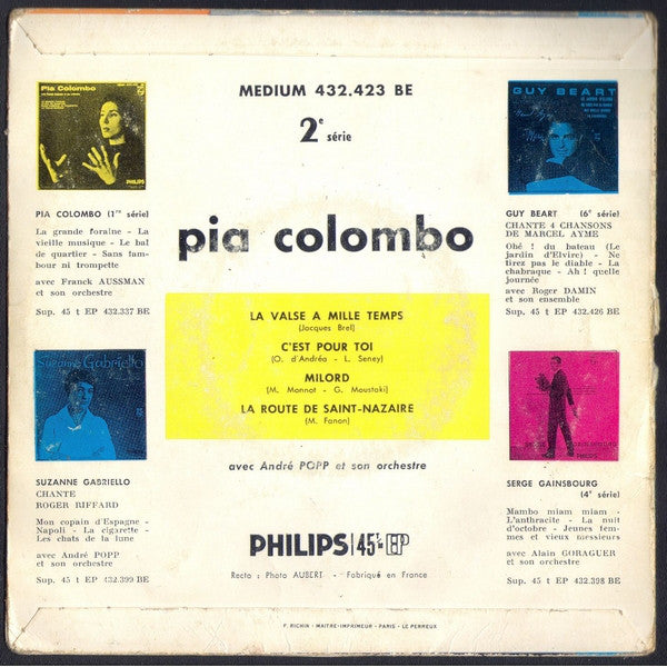 Pia Colombo : La Valse A Mille Temps (7", EP)