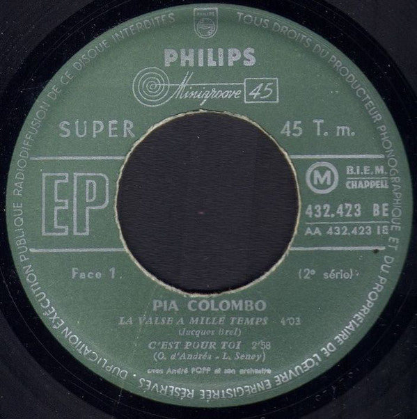 Pia Colombo : La Valse A Mille Temps (7", EP)