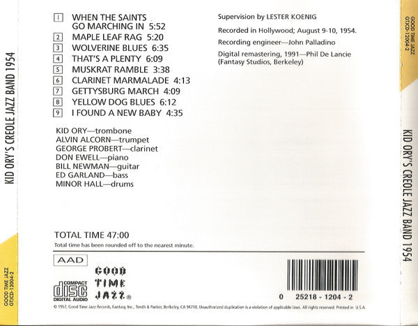 Kid Ory And His Creole Jazz Band : Kid Ory's Creole Jazz Band: 1954 (CD, Album, RE)