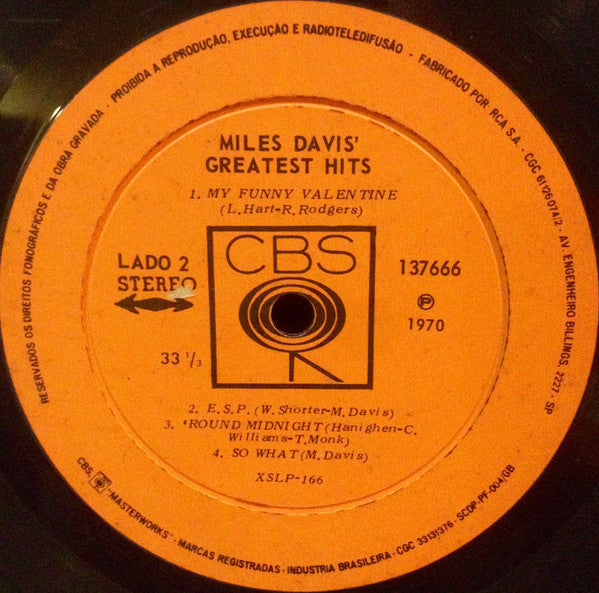 Miles Davis : Miles Davis' Greatest Hits (LP, Comp)