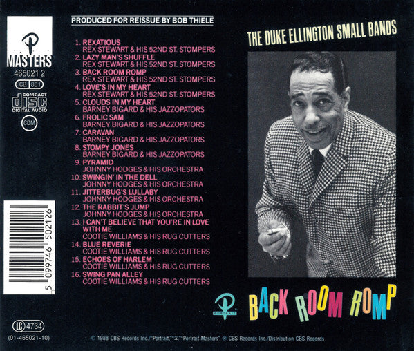 Duke Ellington : The Duke Ellington Small Bands: Back Room Romp (CD, Comp)