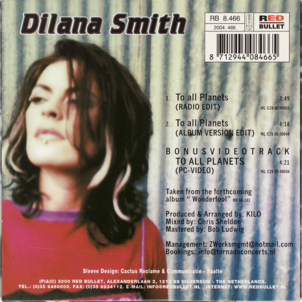 Dilana Smith : To All Planets (CD, Single, Enh)