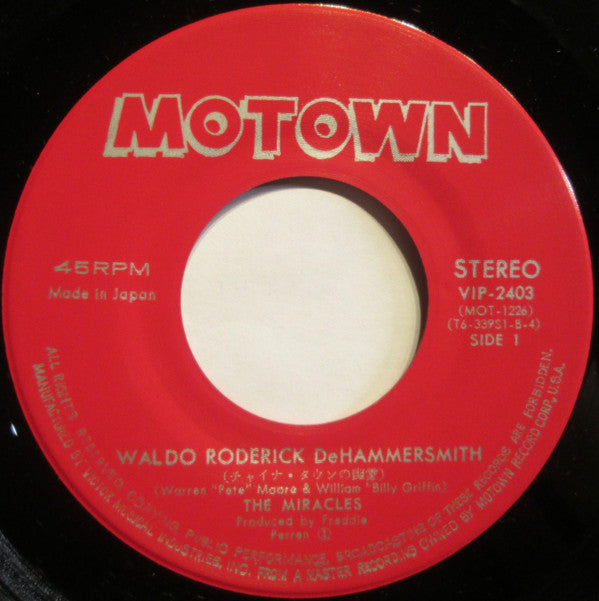 The Miracles : Waldo Roderick DeHammersmith (7", Single)