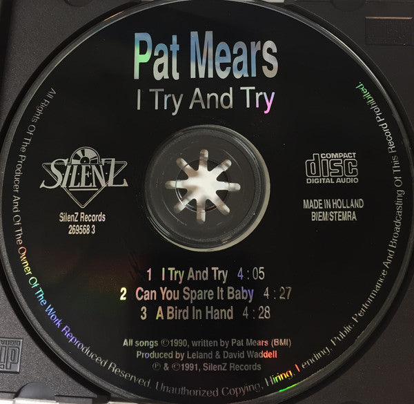 Pat Mears : I Try And Try (CD, Maxi)