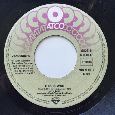 Vandenberg : Once In A Lifetime (7", Single)