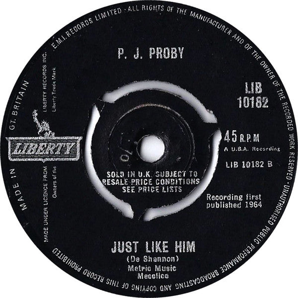 P.J. Proby : Somewhere (7", Single, Thr)