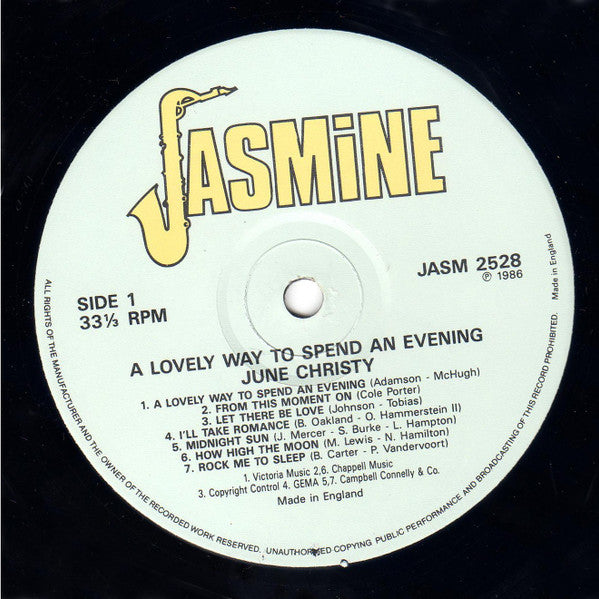 June Christy : A Lovely Way To Spend An Evening (LP, Album, Mono)