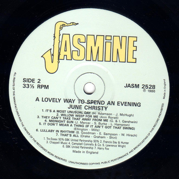 June Christy : A Lovely Way To Spend An Evening (LP, Album, Mono)