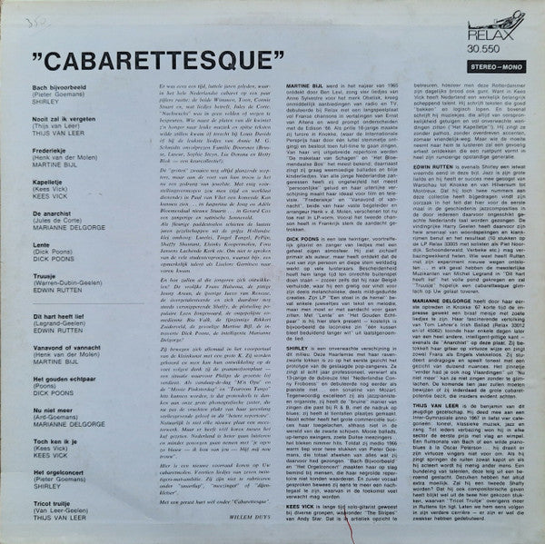 Various : Cabarettesque (LP, Comp, Mono)