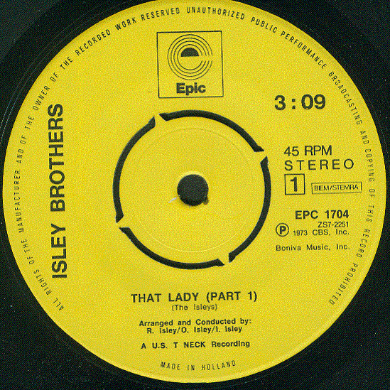 The Isley Brothers : That Lady (Part 1 & 2) (7", Single)